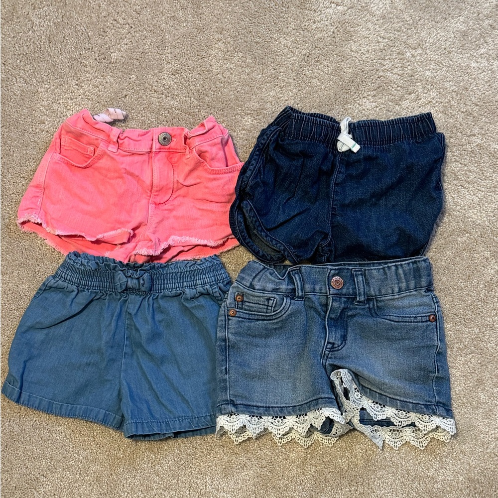 3T set of Four Denim Girls' Shorts - Pink and Blue